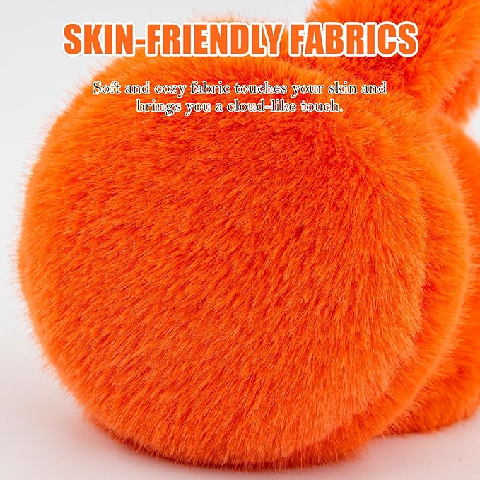 Winter Ear Muffs for Women Girls Faux Fur Cute White Earmuffs Fluffy Ear Warmers Foldable Ear Covers Outdoor