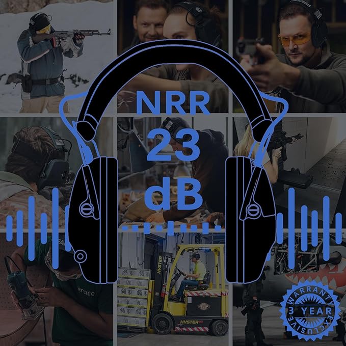 PROHEAR Electronic Ear Protection for Shooting with 4X Sound Amplification, Gun Range Hearing Protection Muffs, NRR 23dB Noise Reduction Headphones for Hunting, Blue