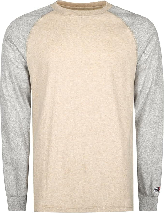 BOCOMAL FR Shirts Two-Tone Crew for Summer 4oz EX Lightweight Flame Resistant Long Sleeve Work T-Shirt Base Layer