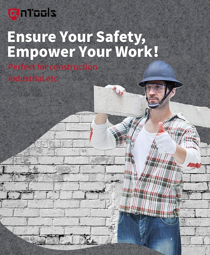 Carbon Fiber Design Full Brim Hard Hat, OSHA Approved Construction Hard Hats for Men, 4-Point Adjustable Suspension, ANSI Z89.1