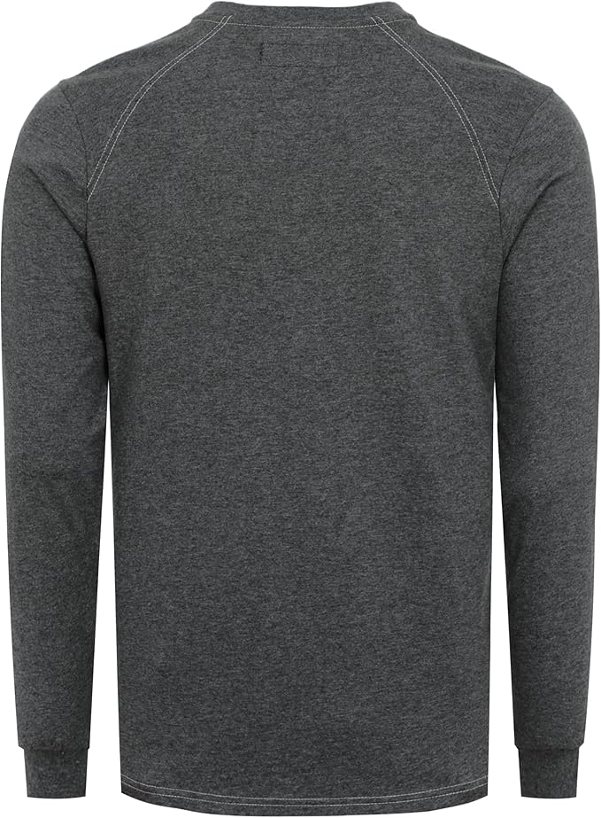 BOCOMAL Men's FR Shirt Pocket Henley Lightweight Flame Resistant Cotton Long Sleeve Workwear UL NFPA2112 CAT2 Welding Tee