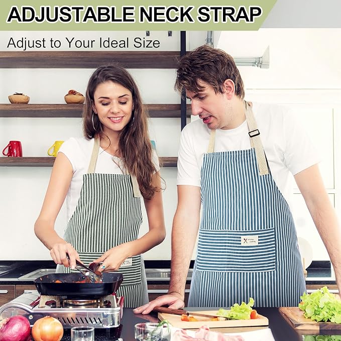 Janmercy 24 Pcs Aprons for Women Men with 2 Pockets Linen Cooking Kitchen Apron Adjustable Bib Chef Apron Bulk Aprons Unisex