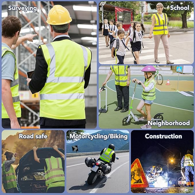 3-Pack Reflective Safety Vest For Women Men - High-Visibility Safety Vest with 2in Reflective Strips for Emergency, Construction, and Safety Use (Green XX-Large)