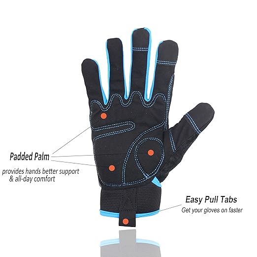 HANDLANDY Work Gloves Mens & Women, Utility Safety Mechanic Working Gloves Touch Screen, Flexible Breathable Yard Work Gloves (Extra Large, 3 pairs Grey)