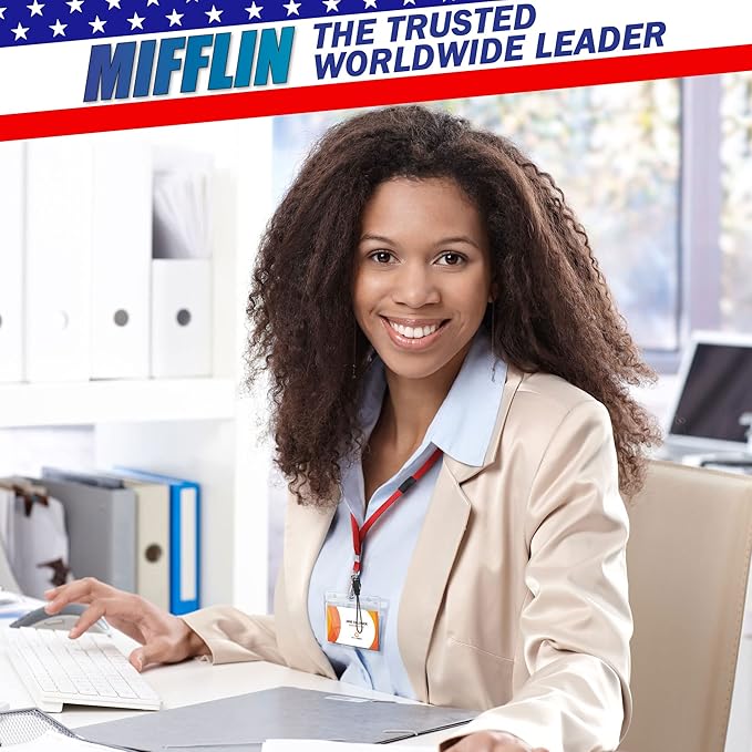 MIFFLIN-USA Flat Breakaway Safety Lanyard for ID Badges (Red, 36 Inch, 100 Pack), Soft Woven Neck Line