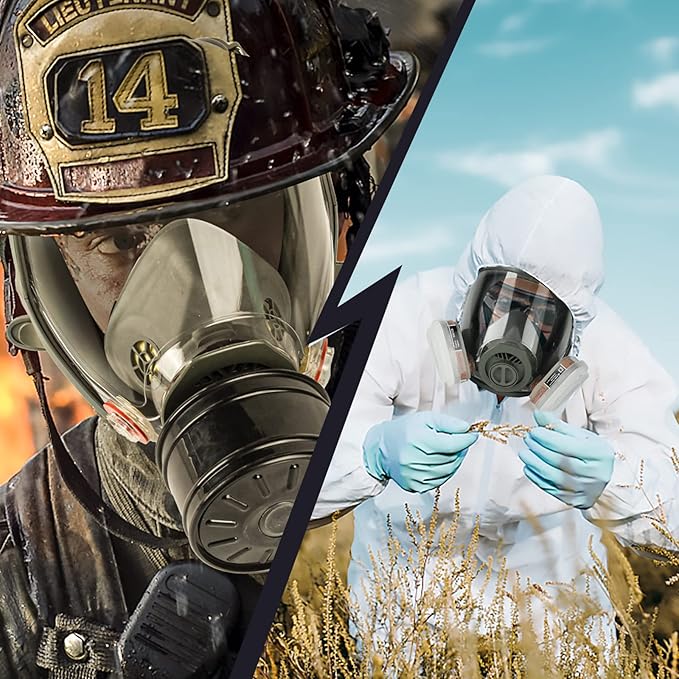 Gas Masks Survival Nuclear and Chemical - 4Pack Full Face Gas Mask with 40mm Activated Carbon Filter & 6001 Filter - Reusable Respirator Mask for Chemicals Gases Vapors Paint Dust
