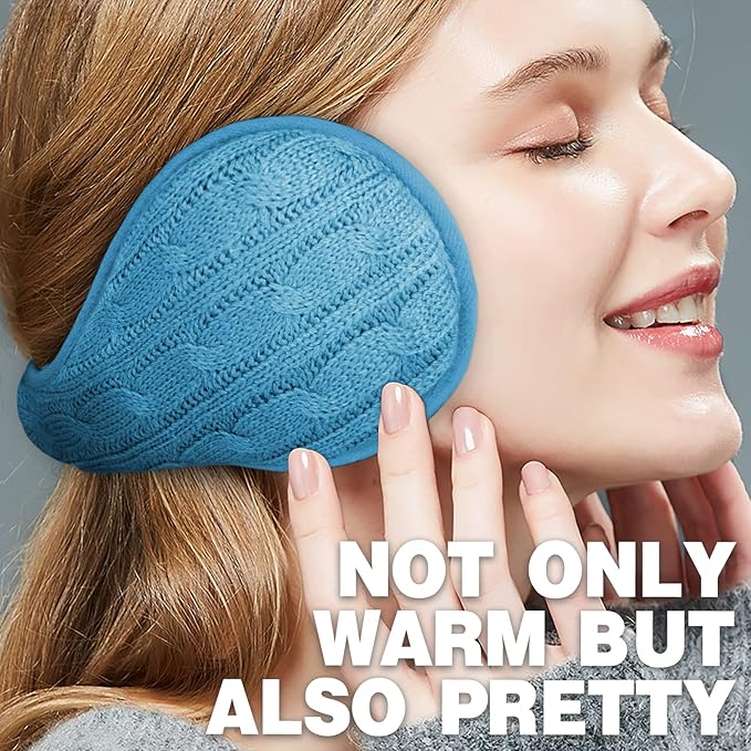Venswell Knit Ear Muffs for Winter Women Men Soft Earmuffs Cold Weather Fleece Ear Warmers Cover Foldable & Adjustable