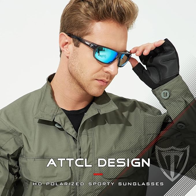 ATTCL Polarized Wrap Fishing Sunglasses Men - Driving Sports Glasses UV Protection