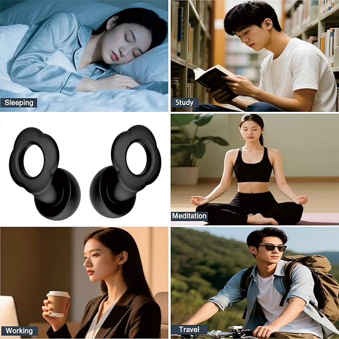 2 Pairs Ear Plugs for Sleeping, 35dB Ear Plugs for Sleeping Noise Cancelling, Soft Reusable Earplugs for Noise Reduction with 8 Ear Tips, Sleep, Hearing Protection, Study, Swimming and Concert.