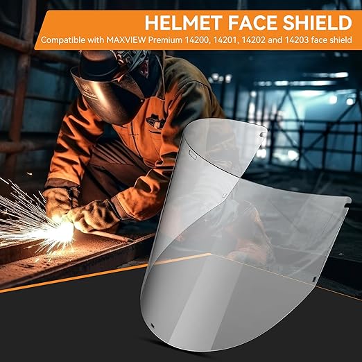 Feekoon 1 Pack Replacement Window Compatible with Jackson Safety MAXVIEW Premium Face Shield Mask, Face Shield Replacement Lens for Grinding, Cutting, Clear Tint, Polycarbonate, Uncoated