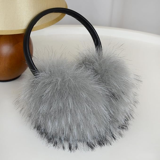 Women's Faux Fur Ear Muffs For Winter Women - Warm Faux Fur Fuzzy Ear Muffs Windproof Cold Weather Ear Warmers