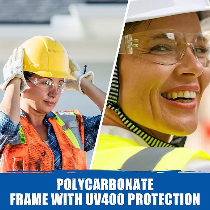 Safety Glasses with Readers - Clear | Polycarbonate Frame with UV400 Protection | Scratch Resistant Coating Bifocal Wrap Around Safety Glasses | 1.0-12PK