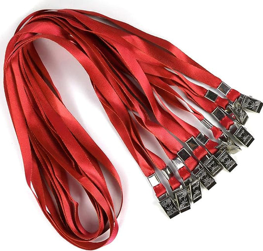 Bird Fiy Black Lanyards 100 Pack 34" Premium Lanyard Bulldog Clips Bulk Nylon Flat Lanyard with Badge Clip