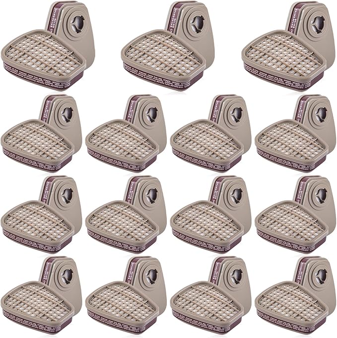 15 Pairs Respirator Cartridges & Filters, 6001 Filter Cartridges for Respirator, Paint, Chemical and Pollen, Respirator Filters for 6200, 6502, 7502, 6800, 4008, FF402 Series Respirator