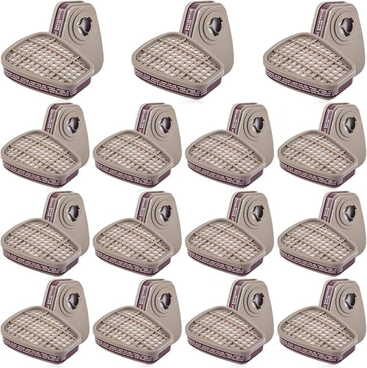 15 Pairs Respirator Cartridges & Filters, 6001 Filter Cartridges for Respirator, Paint, Chemical and Pollen, Respirator Filters for 6200, 6502, 7502, 6800, 4008, FF402 Series Respirator