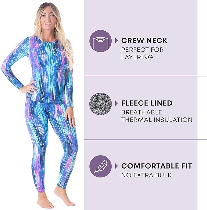 Rocky Thermal Underwear for Women, Long Johns Fleece Lined Set, Shirt & Pants, Base Layer w/Leggings/Bottoms Ski/Extreme Cold