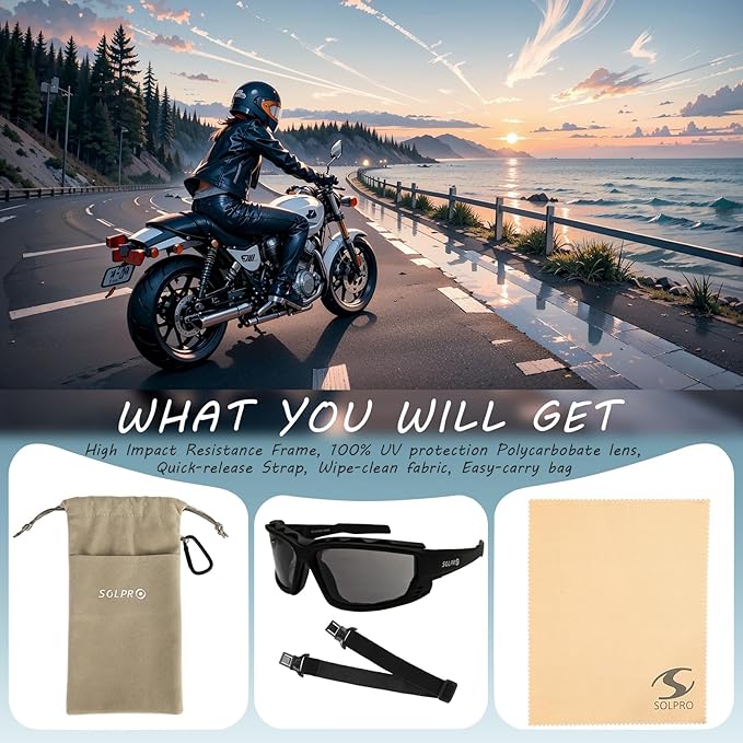 Anti-Fog Safety Motorcycle Riding Sunglasses Foam padded Goggle, Dustproof, Windproof, Hunting, Hiking, Golfing
