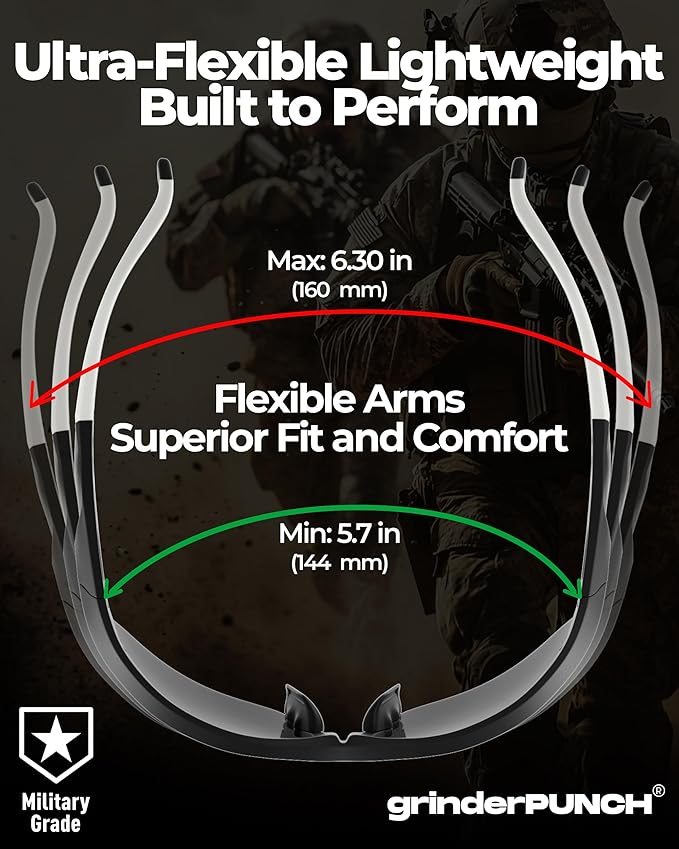 grinderPUNCH Tactical Shooting Glasses Military Grade Ballistic Impact Protection 100% UV Lenses ANSI Z87 Safety Glasses