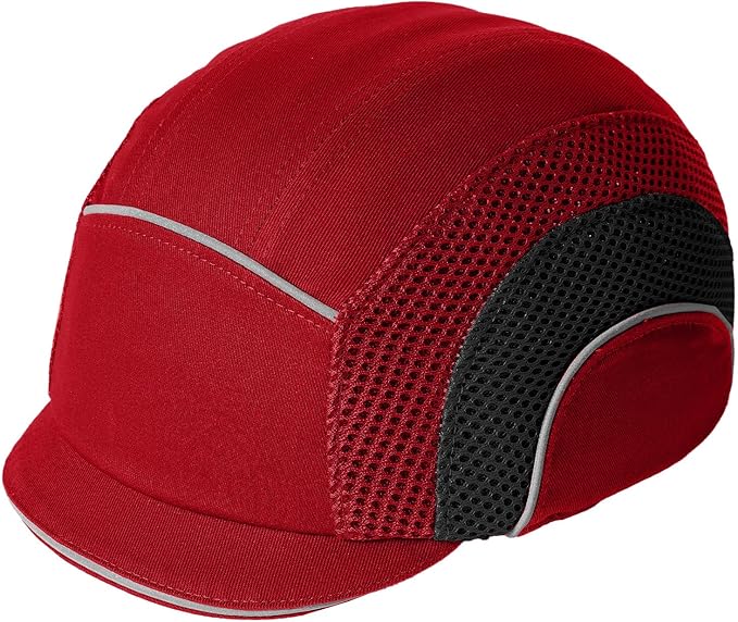 Lightweight Safety Bump Cap - Breathable Baseball Style Protective Hat with Reflective Stripes