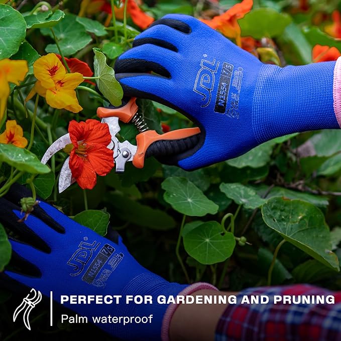JDL Work Gloves with Micro Foam Nitrile Coated, Touch Screen Compatible,US Patent Seamless Knit Nylon Safety Gloves