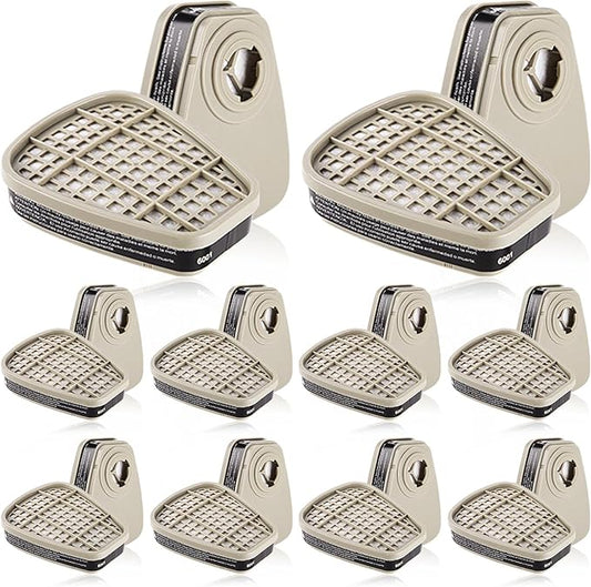 10 Pair 6001 Filter Cartridges for Respirator, Respirator Cartridges & Filters, Paint, Chemical, Respirator Filters for 6200, 6800, 6502, 7502, 4008 Series