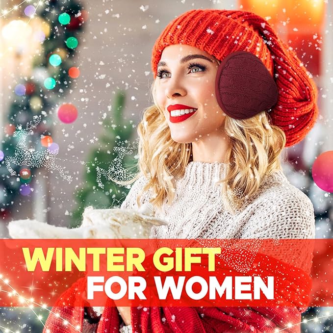 Venswell Knit Ear Muffs for Winter Women Men Soft Earmuffs Cold Weather Fleece Ear Warmers Cover Foldable & Adjustable
