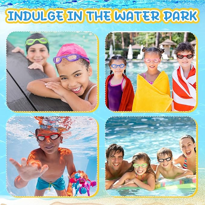 Flutesan 6 Pack Swimming Goggles Adult Kids Anti Fog Pool Goggles with Ear Plugs Nose Clip No Leaking Full Protection