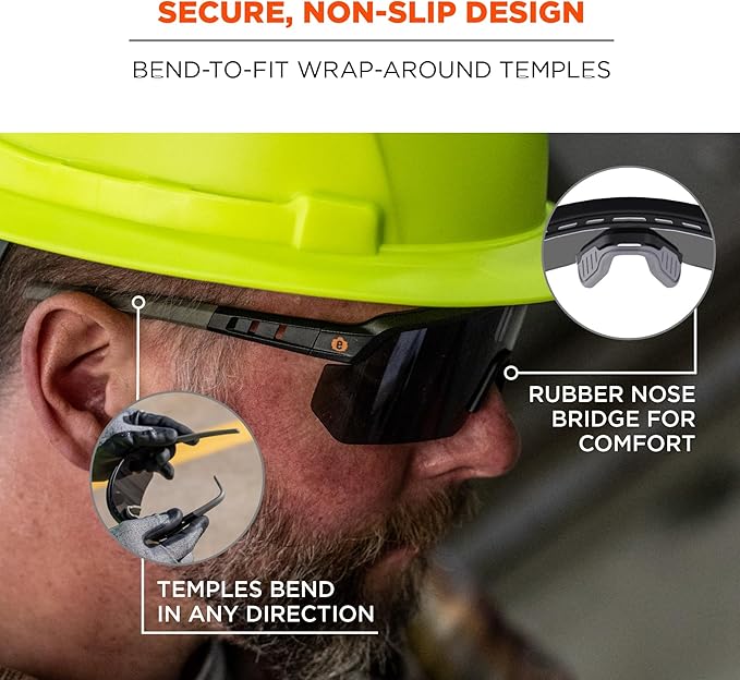 Ergodyne Skullerz AEGIR Polarized Safety Sunglasses with Fog Off+ Tinted Lens, Anti Fog Safety Glasses, Anti-Scratch Lenses