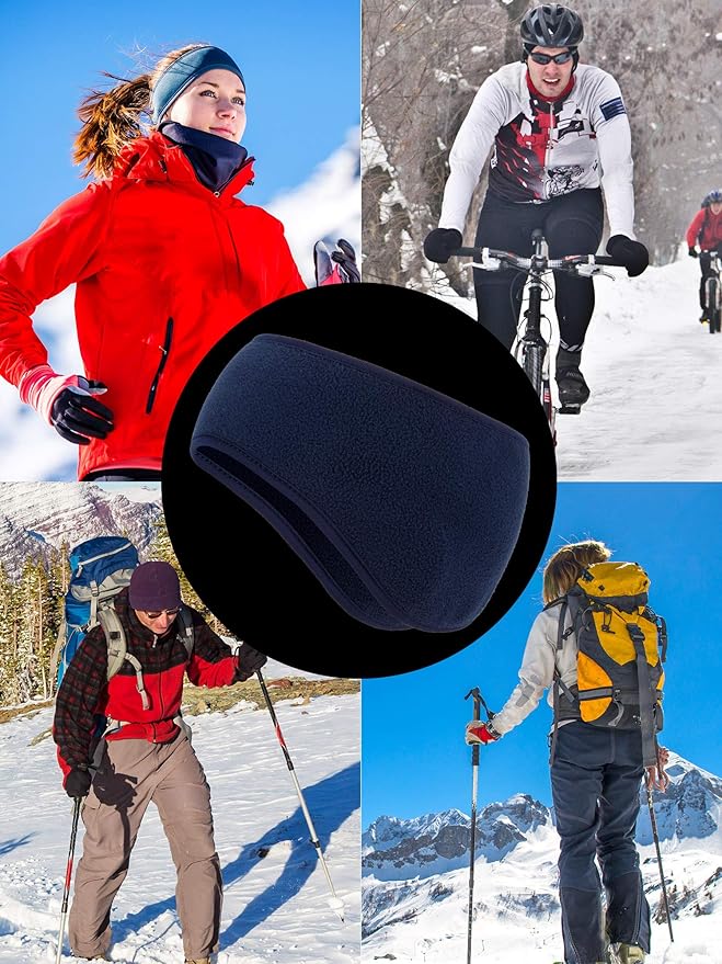 Boao 2 Pieces Ear Warmer Headbands Fleece Earmuffs Winter Ear Covers Running Wicking Ski Sport Headband for Women & Men