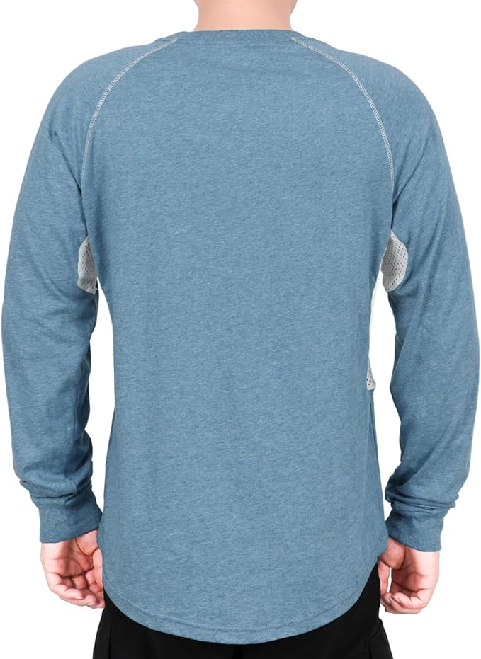 BOCOMAL FR Shirts for Summer Vented Mesh Loose Fit 4oz EX Lightweight Flame Resistant Base Layer CAT1 Crew Shirt
