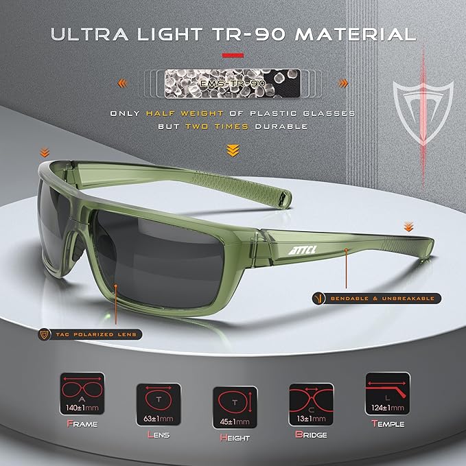 ATTCL Polarized Wrap Fishing Sunglasses Men - Driving Sports Glasses UV Protection