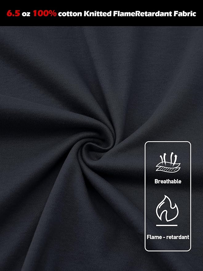 FR Shirts for Men CAT2 Flame Resistant Shirts 6.5oz Light Weight Long Sleeve Fire Retardant Shirts