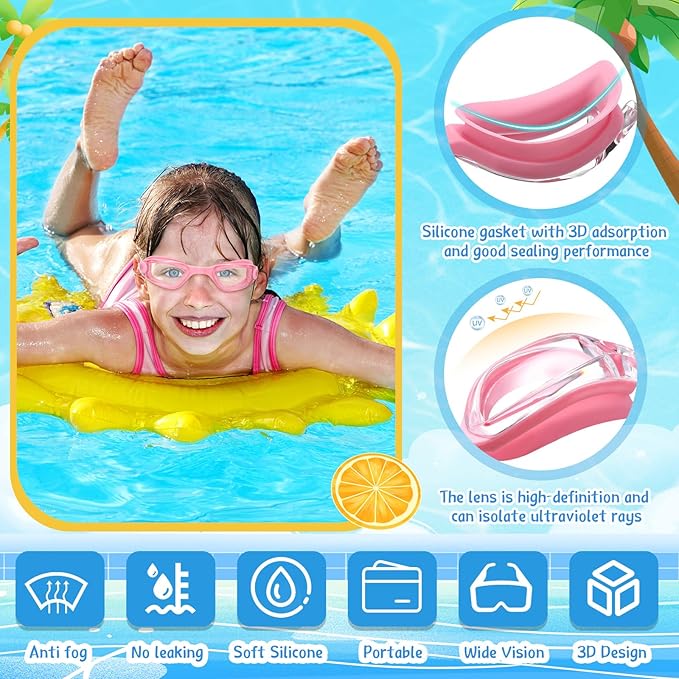 Flutesan 6 Pack Swimming Goggles Adult Kids Anti Fog Pool Goggles with Ear Plugs Nose Clip No Leaking Full Protection