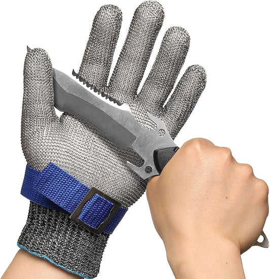 Schwer SlicePro ANSI A9 Cut Resistant Glove PR1706, Stainless Steel Mesh Metal Glove, Food Grade for Kitchen Cooking, Butcher Meat Cutting, Oyster Shucking, Mandoline, Non-PFAS (S, 1 PCS)