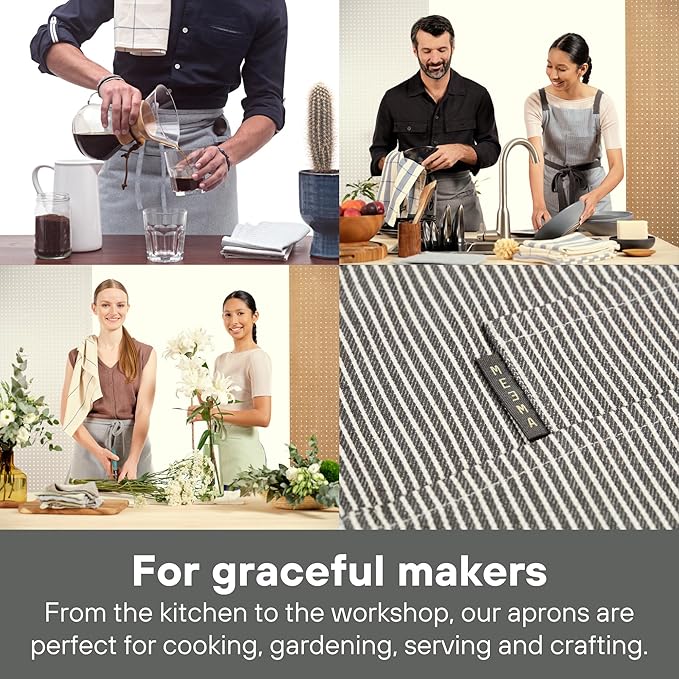 MEEMA Bistro Half Apron for Men & Women | Half Aprons for Women With Pockets | Delantales Para Meseros | Waitress Aprons | Server Apron with Pocket