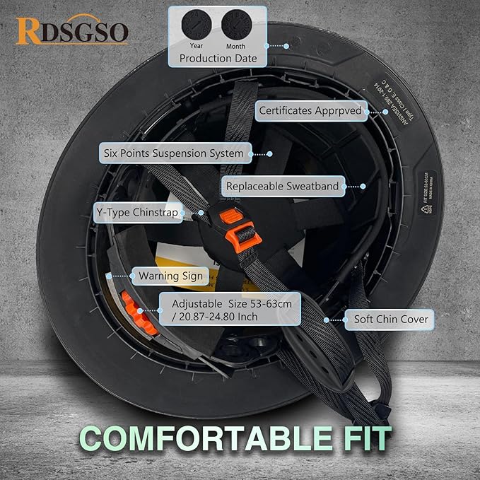 Full Brim Hard Hats ANSI/ISEA Z89.1 Type I Class E Certified 6-Point Suspension Lightweight Vented Adjustable Safety Helmet for Construction Industrial