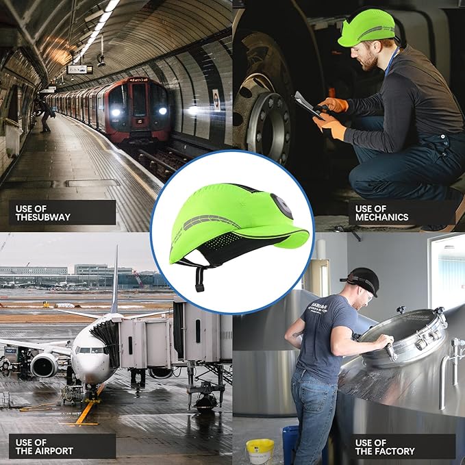 Lightweight Bump Cap with Reflective Stripes, Breathable Baseball Cap Style, Head Protection Hard Hat for Men Women