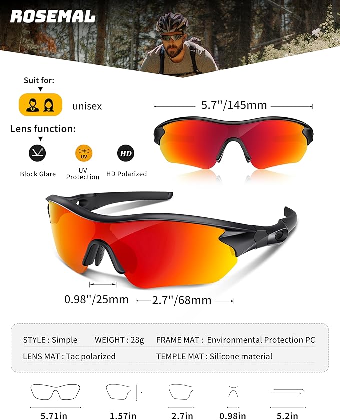 Polarized Sports Sunglasses for Men Women Youth Baseball Running Fishing Tennis Golf Cycling Driving Motor TAC UV400 TR90