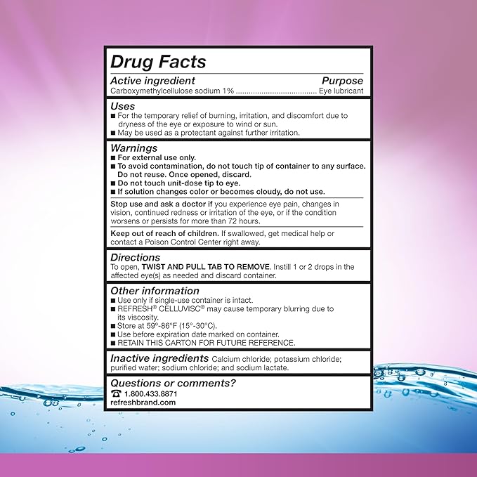 Refresh Celluvisc Lubricant Eye Gel Drops, Single-Use Containers, 30 Count (Pack of 2)