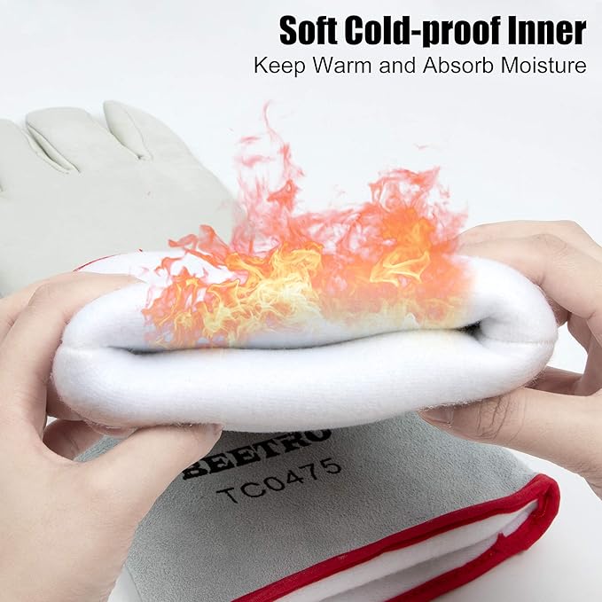 BEETRO -292℉/-180℃ or Above Antifreeze Gloves for Dry Ice Handling Liquid Nitrogen Sponge and Cotton Inner