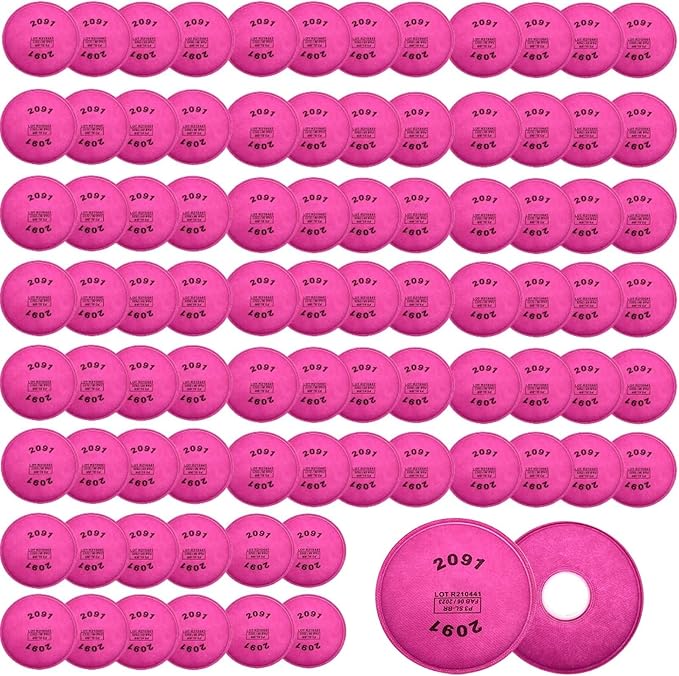 124Pcs 2091 Particulate Filter,Replacement for 6000 6200 6800 7000 FF-4 Item 2091 Filters,Chemicals Use for Against Dust,Torch Cutting,Chemicals(62Pack)
