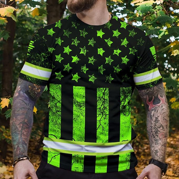 Maddly High Visibility US Flag Collection Safety Workwear Custom Name for Workers, Runners, Truckers, Patriotic