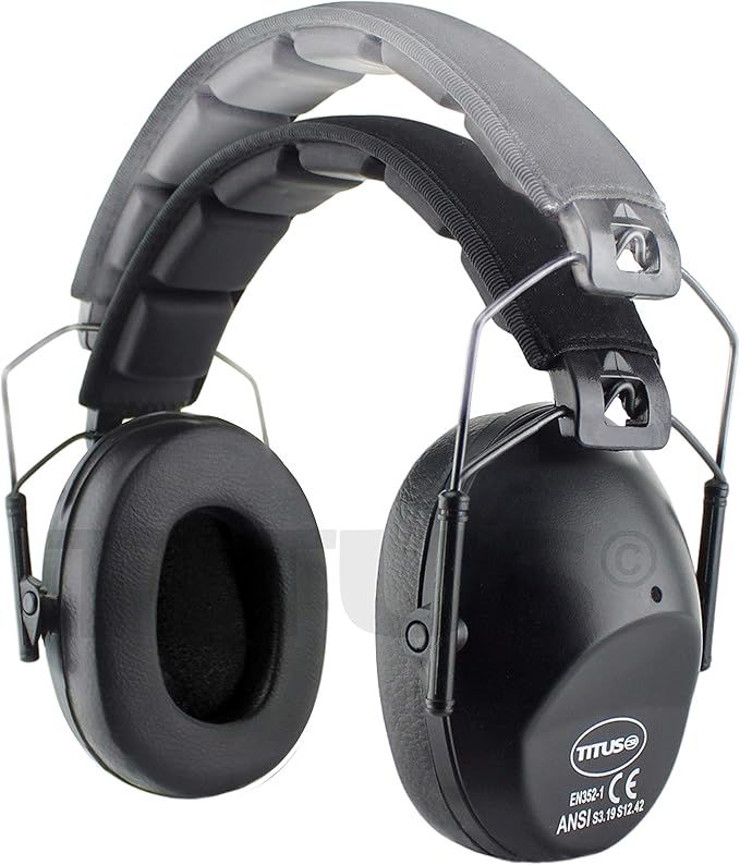 TITUS 2-Series Premium Low Profile Earmuffs, ANSI Rated, High NRR Noise Reduction, Durable Sport Band, Hearing Protection PPE