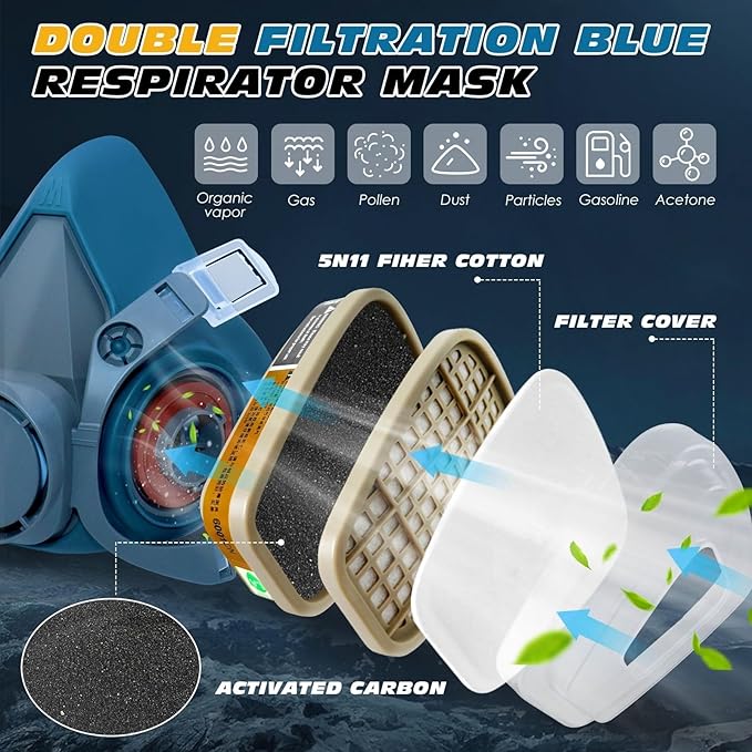Respirator Mask, Paint Respirator with 6001 Filters for Chemical, Spray Paint, Epoxy Resin,Sanding