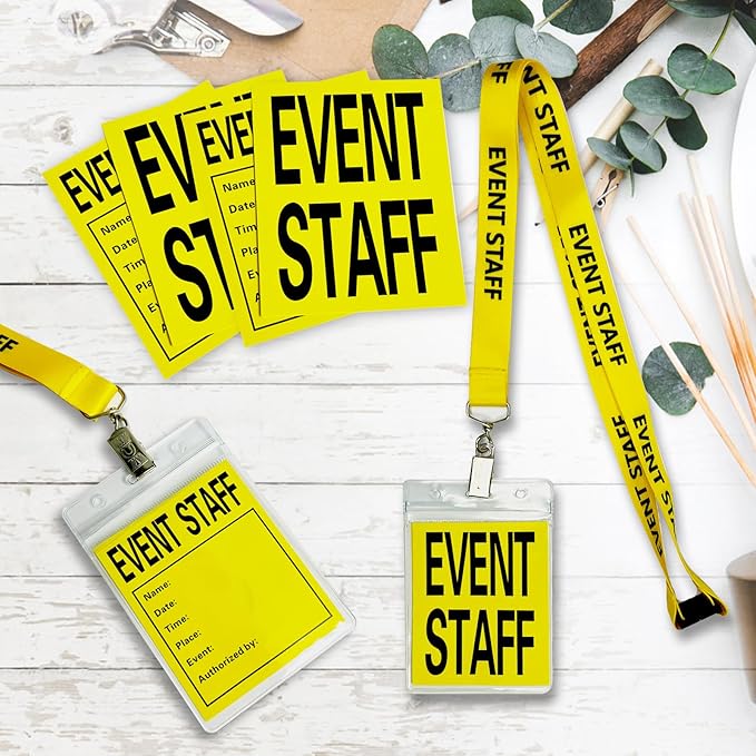 25 Set Yellow Event Staff Lanyard, with Plastic Card Holder and Pass Card, Identifiable Event Lanyard, Yellow Breakaway Lanyard, for Conference School Concert Backstage and Other Activities