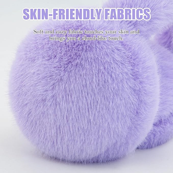 Winter Ear Muffs for Women Girls Faux Fur Cute White Earmuffs Fluffy Ear Warmers Foldable Ear Covers Outdoor