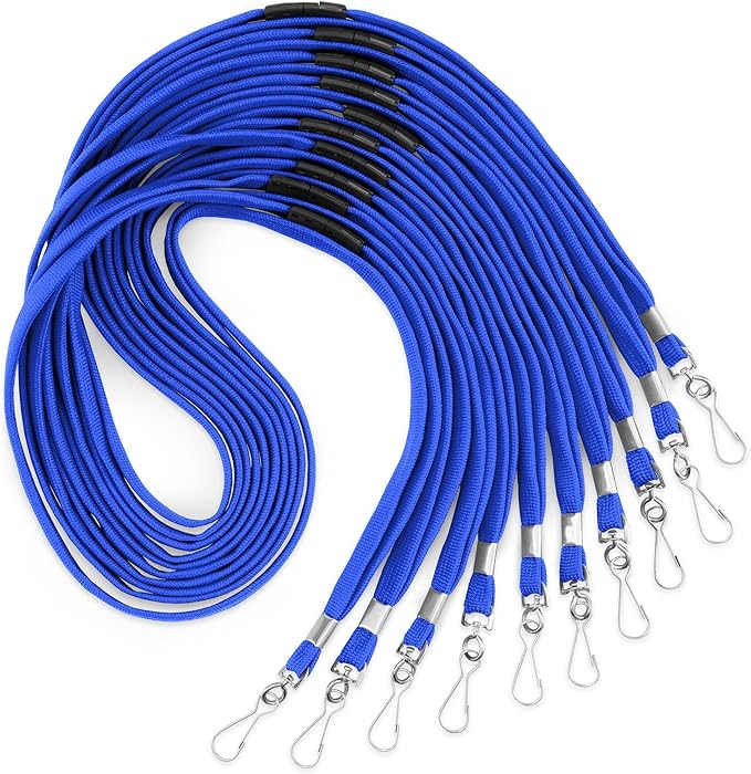 MIFFLIN-USA Flat Breakaway Safety Lanyard for ID Badges (Blue, 36 Inch, 250 Pack), Soft Woven Neck Line