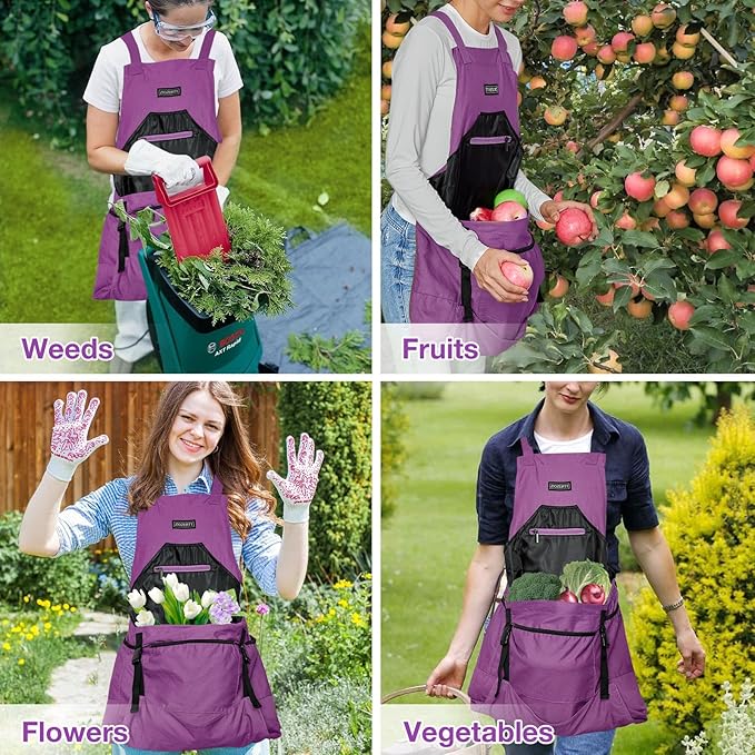 Garden Apron,Harvest Aprons with Pockets for Women and Men,Canvas Gardening Tool Belt, Gardening Gifts for Mom,Dad