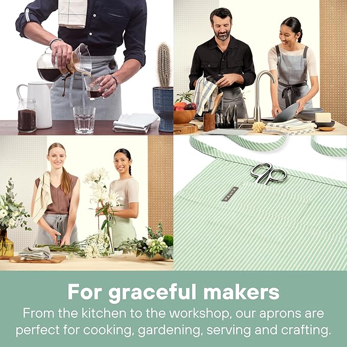 MEEMA Bistro Half Apron for Men & Women | Half Aprons for Women With Pockets | Delantales Para Meseros | Waitress Aprons | Server Apron with Pocket