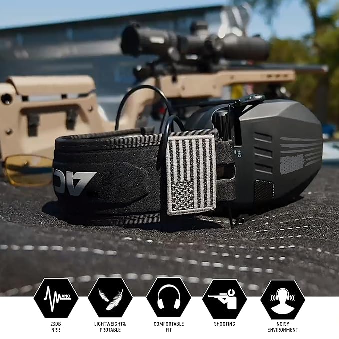 Shooting Ear Protection for Gun Range, Active Noise Reduction NRR 23dB, Shooting Ear Muffs Hearing Protection